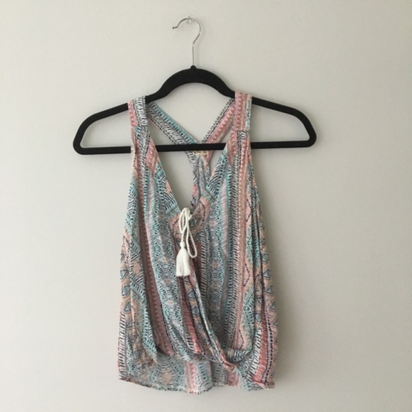 Print Tassel Tie Tank - Picture 1 of 3